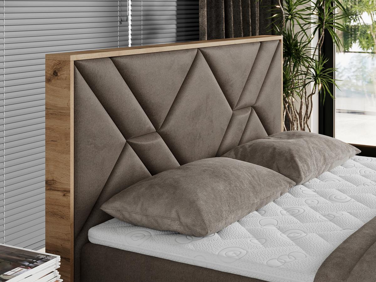 BOXBETT GUNAR - 140/200 Braun Velvet - H4 - Braun, Holz/Textil (140/200cm) - MKS