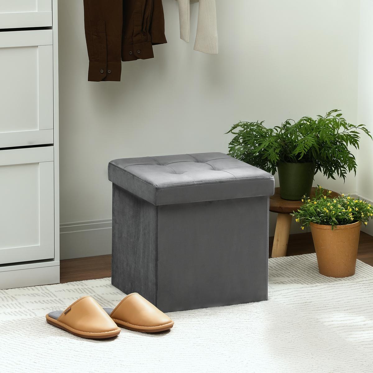 SITZHOCKER Polyester Vliesstoff Grau - Grau, Textil (38/38/38cm) - HOMCOM