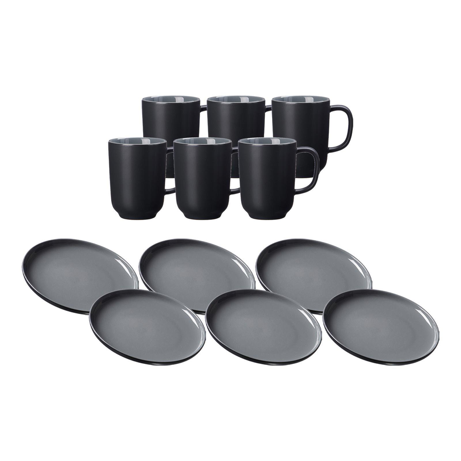 KAFFEESERVICE Jasper schwarz 12er Set - Schwarz, Keramik (2/2/2cm) - Ritzenhoff Breker