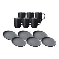 KAFFEESERVICE Jasper schwarz 12er Set - Schwarz, Keramik (2/2/2cm) - Ritzenhoff Breker