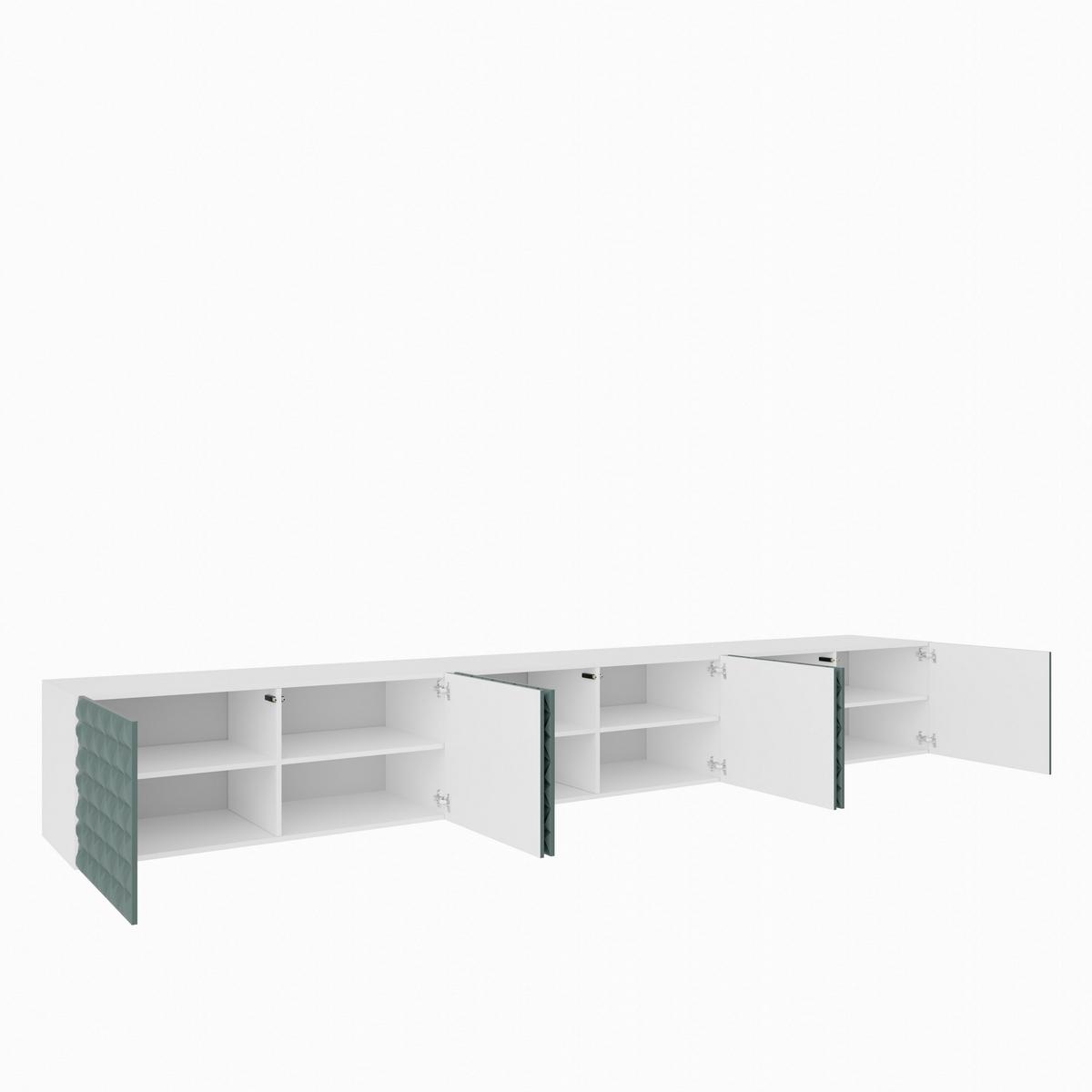 LOWBOARD ROVA 300/41/40 cm, Hängender TV-Schrank Weiß / Grün - Weiß/Grün, Holzwerkstoff (300/41/40cm) - MASSENO