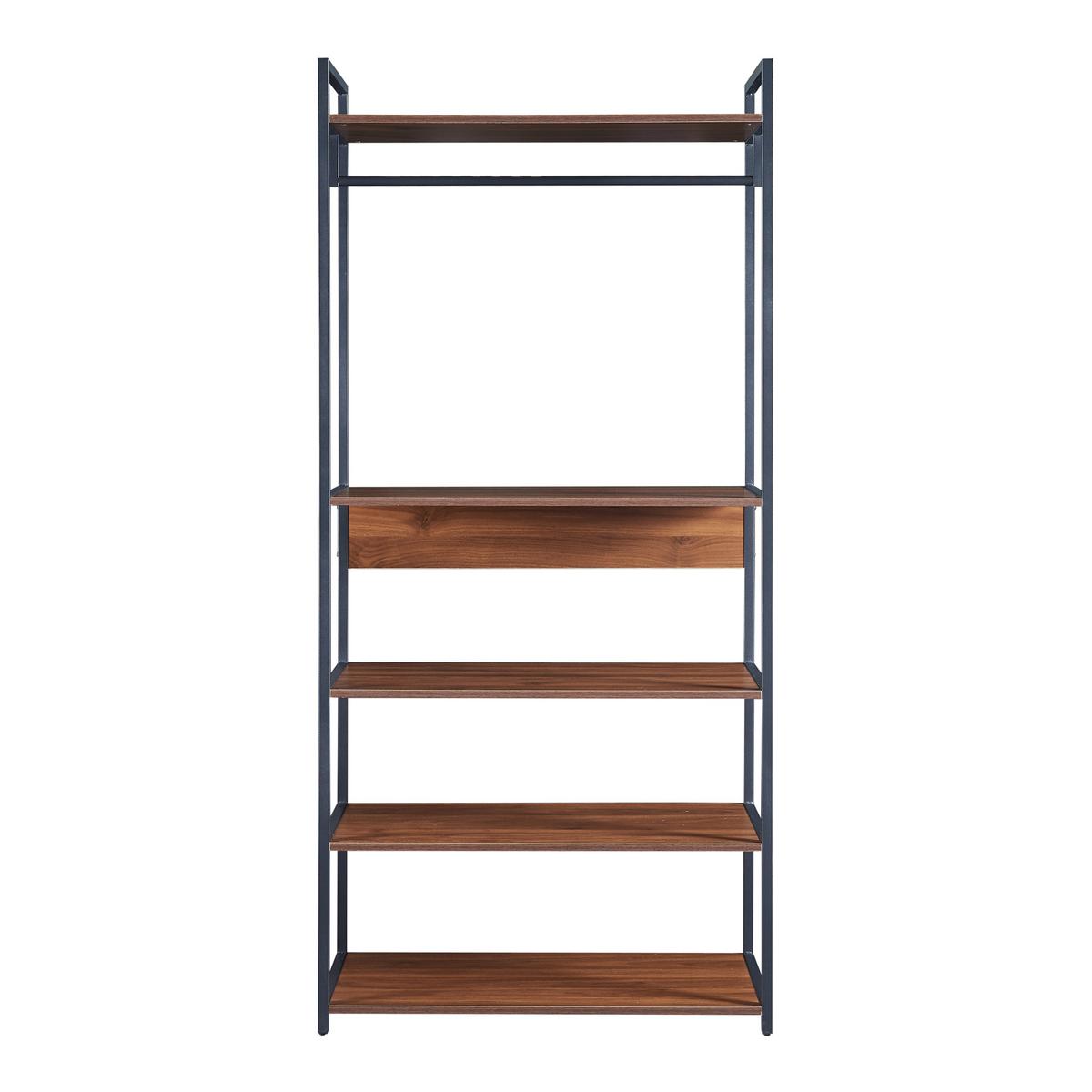 GARDEROBENSTÄNDER Larem - Walnussfarben/Schwarz, Holzwerkstoff/Metall (84/180/40cm) - [en.casa]