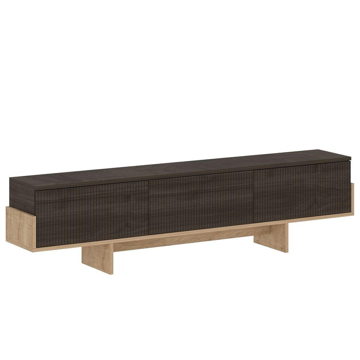 TV-MÖBEL mit 3 abklappbaren Türen gestreift 30/180/44,6 cm - Eichefarben, Holzwerkstoff (30/44.6/35cm) - Calicosy