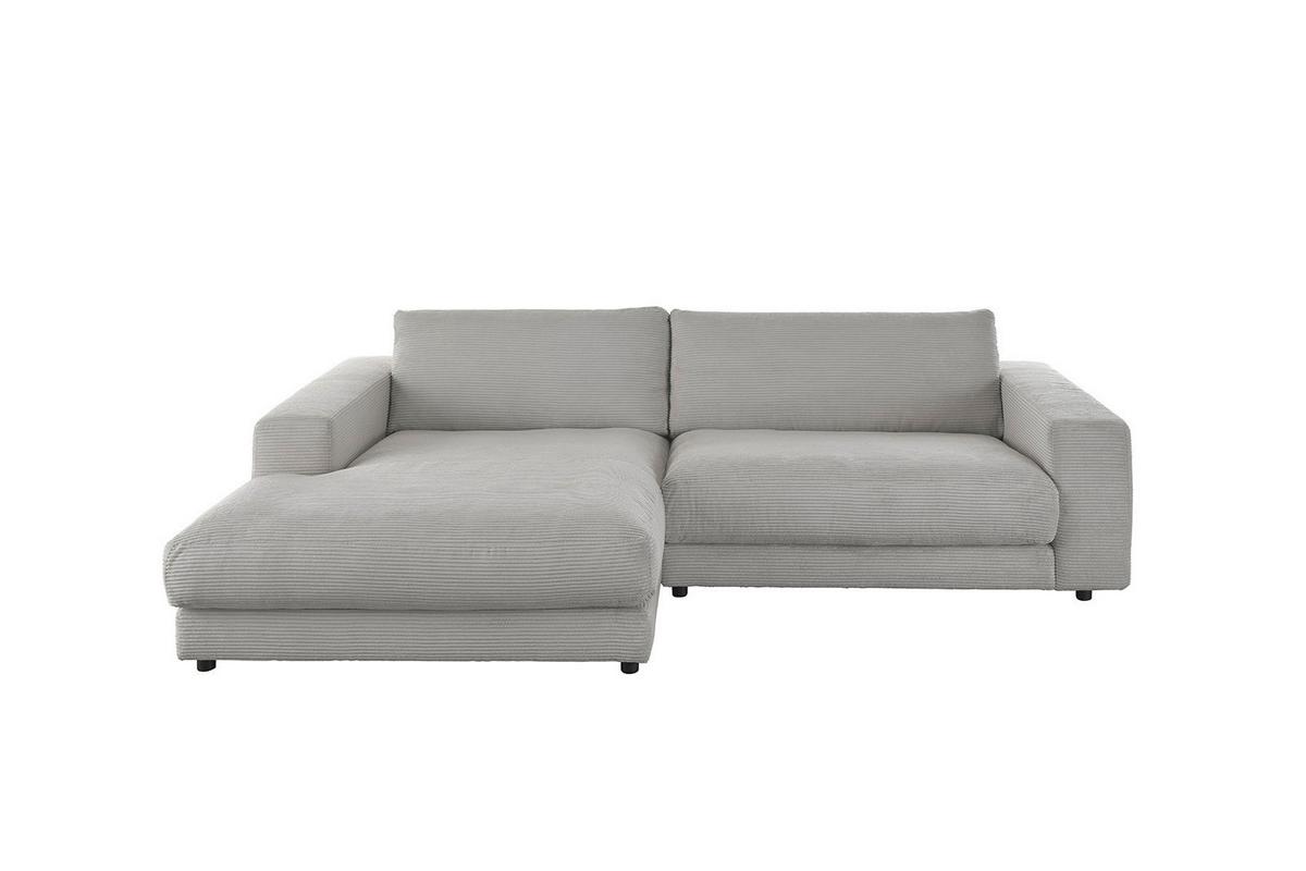 ECKSOFA MADELINE Steingrau Cord - Schwarz/Grau, Kunststoff/Textil (270/190cm) - KAWOLA