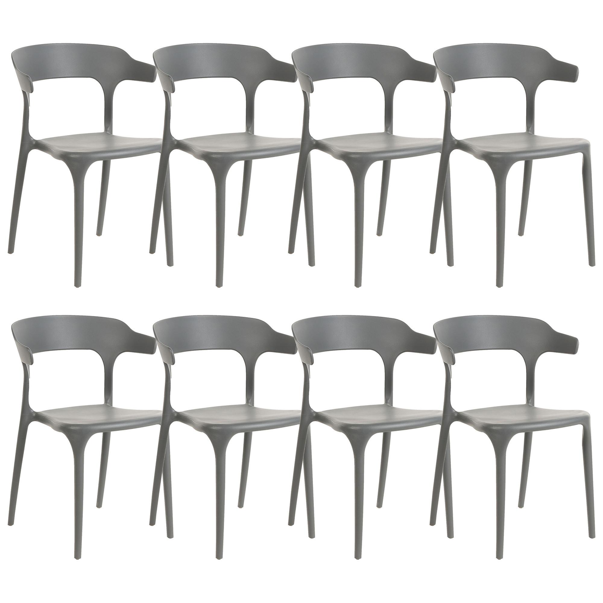 GARTENSTÜHLE 8er-Set Kunststoff Grau Gubbio - Grau, Kunststoff (50/76/49cm) - Beliani