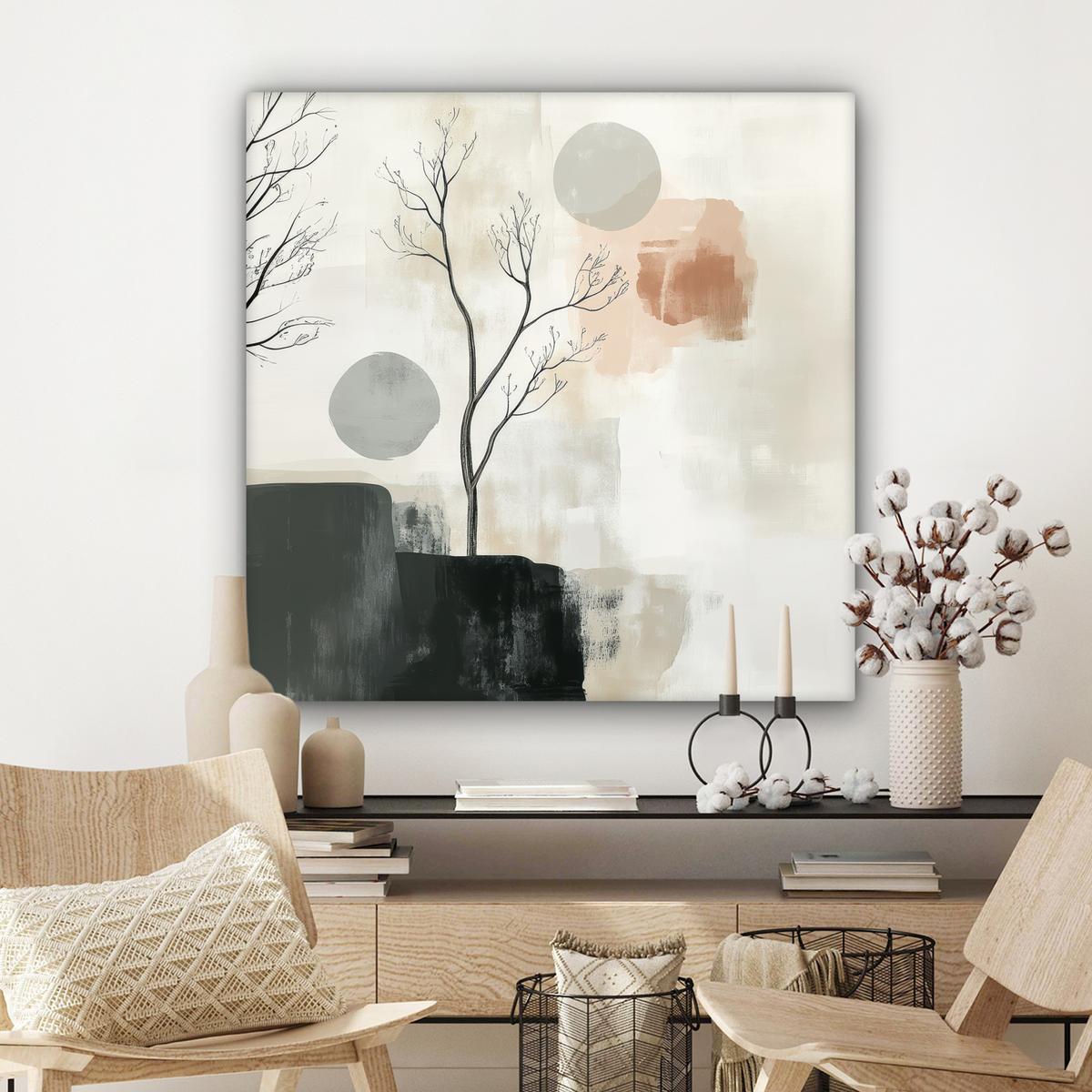 LEINWANDBILD Wabi sabi - Beige - Pflanze Deko Groß 90x90 cm - Sandfarben, Textil (90/90cm) - MuchoWow