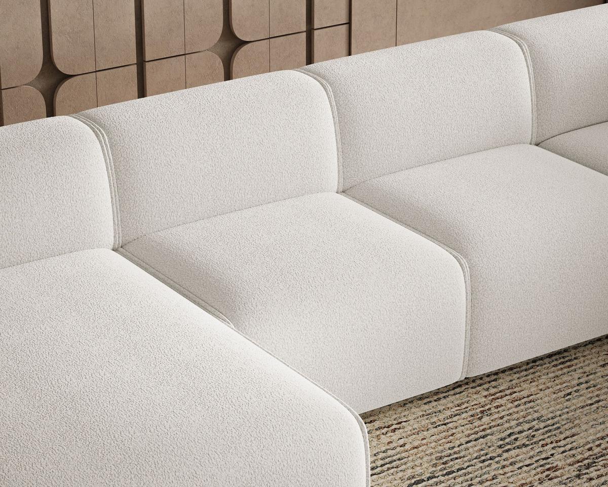 ECKSOFA U Belluno Weiß Rechts - Schwarz/Weiß, Holz/Kunststoff (220/378cm) - Graingold