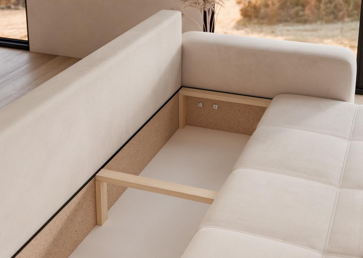 SCHLAFSOFA Velours mit Bettkasten und Schlaffunktion - Creme, Holzwerkstoff/Textil (246/79/93cm) - Idohome
