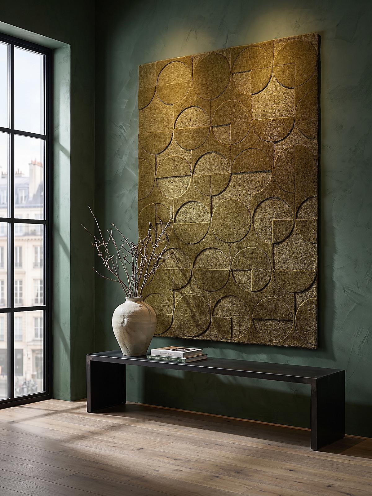 WOLLTEPPICH handgetuftet DEBEN, Kreis-Geometrie, Olivgrün, 160 x 230 cm - Grün, Textil (160/230cm) - KADIMA DESIGN