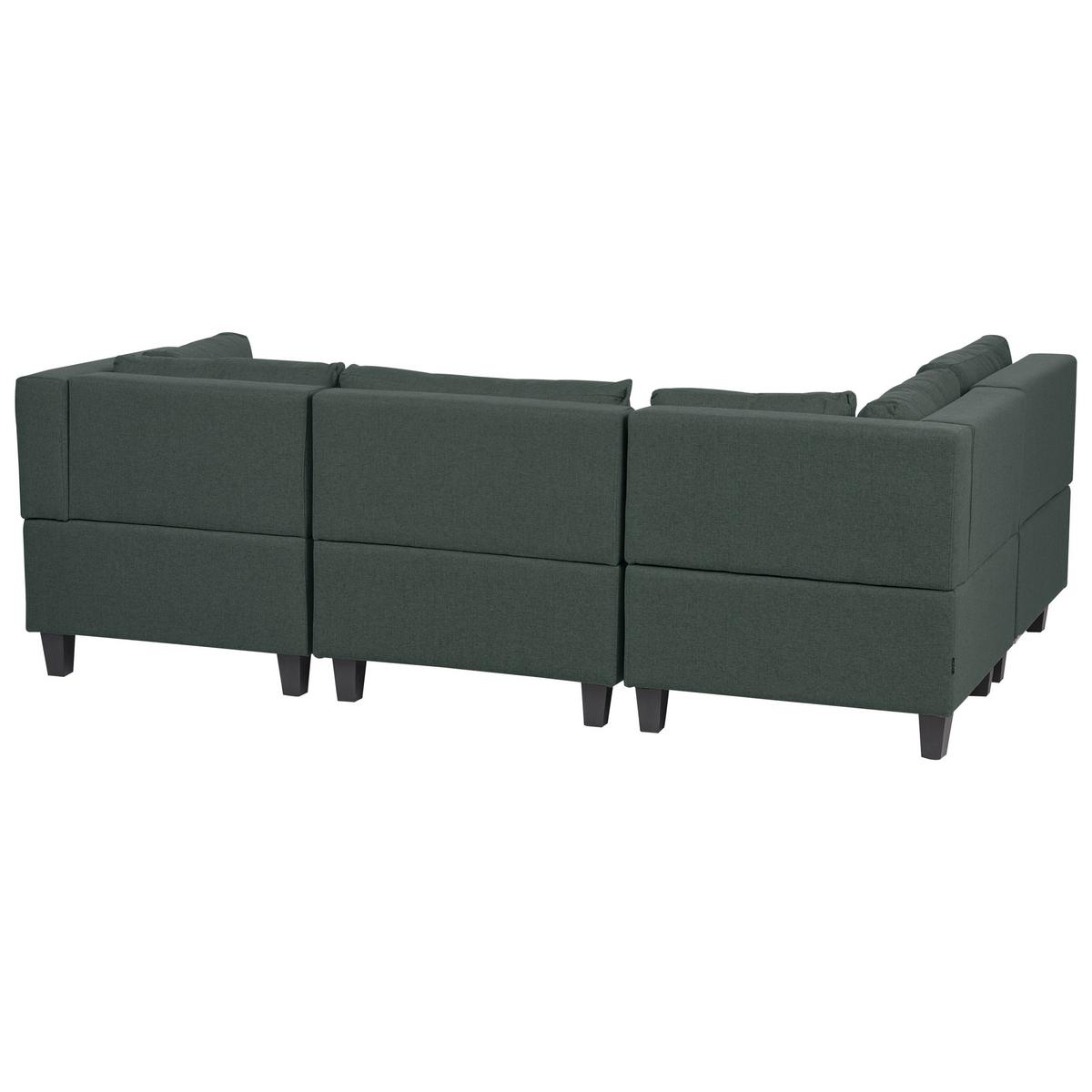 ECKSOFA Modul 4-Sitzer rechtsseitig Dunkelgrün Stoff Unstad - Schwarz/Grün, Textil (228/152cm) - Beliani