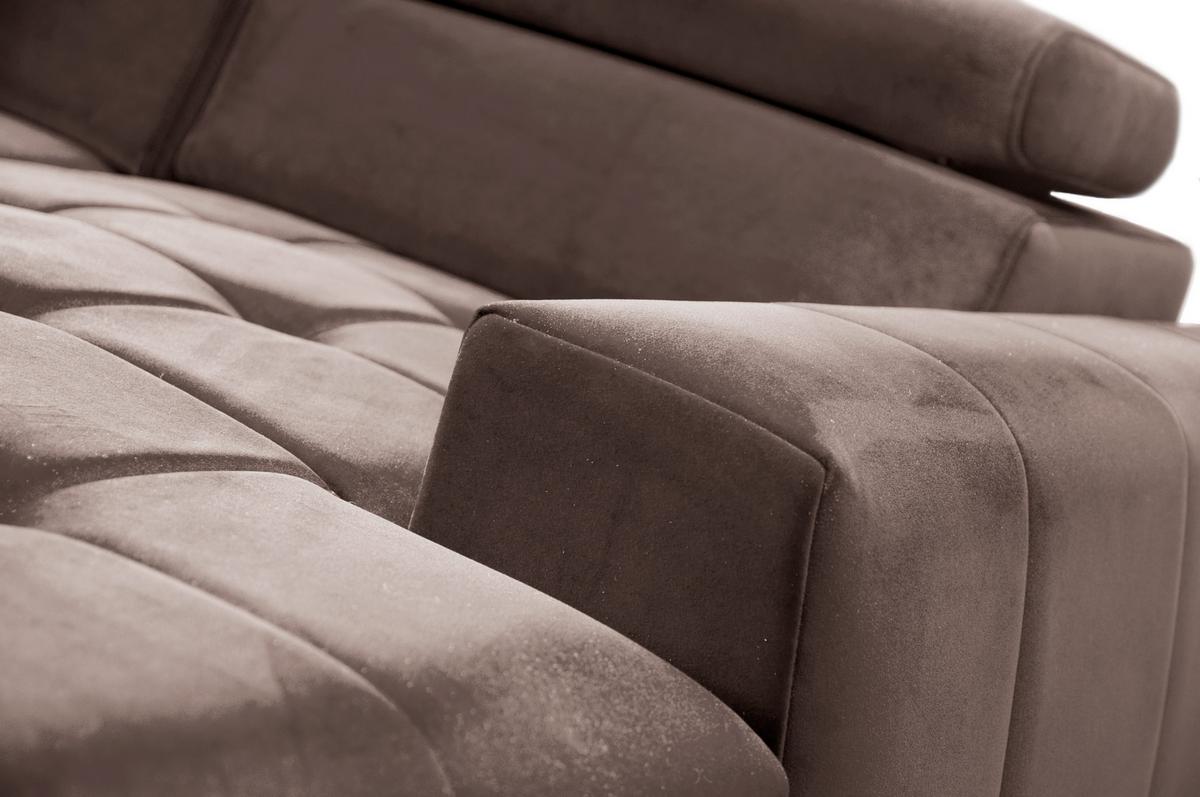 WOHNLANDSCHAFT Arkucio U Braun 345/200/95 cm – großes Sofa mit Schlaffunktion R - Schwarz/Braun, Textil/Metall (345/95/200cm) - AX Living
