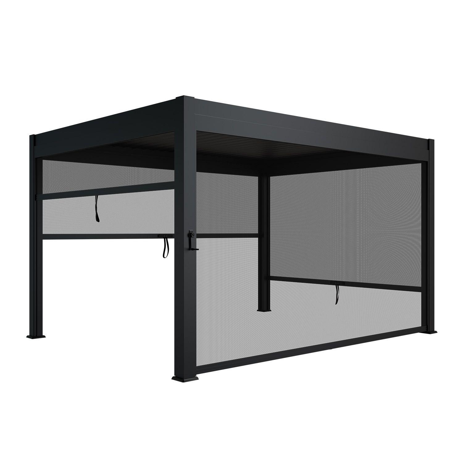SEITENWAND für Lamellendach Tahiti 4 x 2,4 m anthrazit - Anthrazit, Metall (400/240/700cm) - Juskys