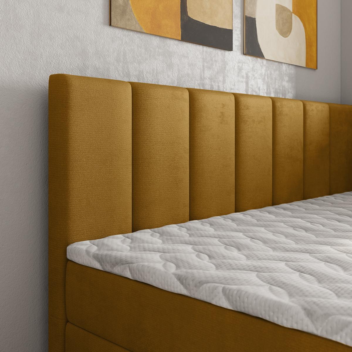 BOXBETT BEVE 100x200 cm mit Matratze und Topper, H2+H3 - Gelb - Gelb, Holz (100/200cm) - MASSENO