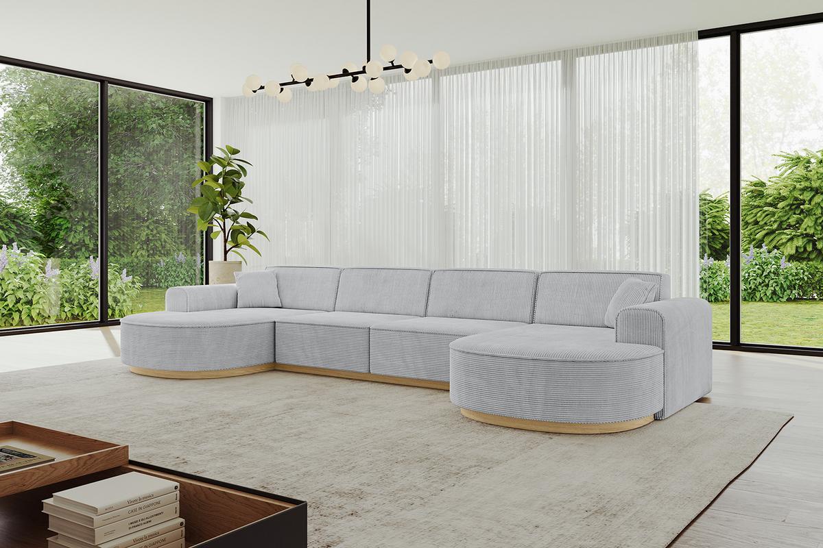 WOHNLANDSCHAFT MARI-U2-v2 - 388x171x83 cm Grau Cord - Grau, Holzwerkstoff/Textil (388/83/171cm) - ALTDECOR
