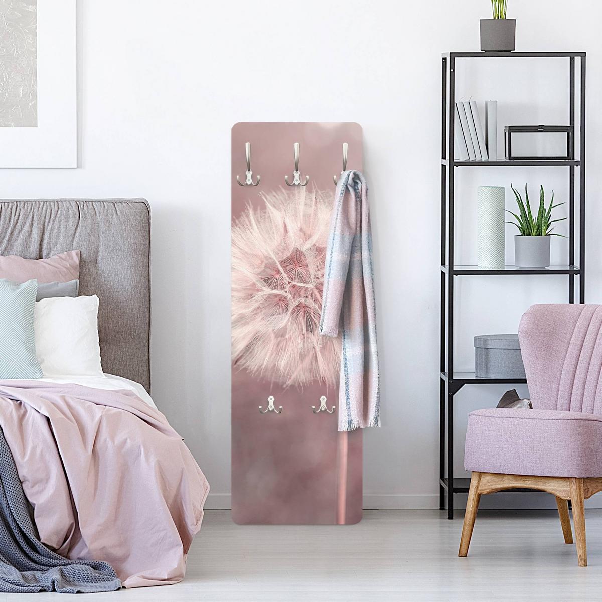 WANDGARDEROBE - Pusteblume Bokeh rosa 34/105 cm - Rosa, Holzwerkstoff (34/105/1.6cm) - Bilderwelten