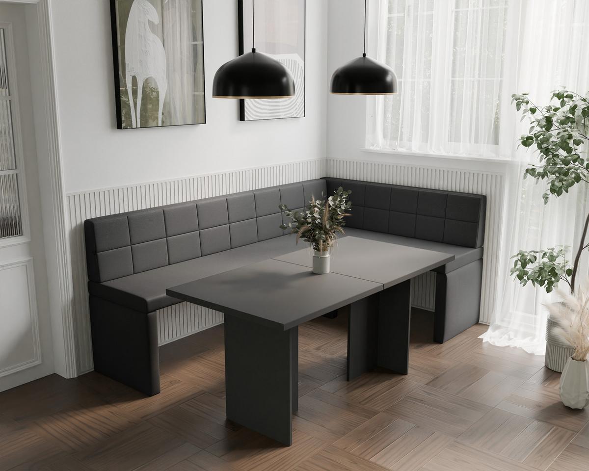 ECKBANK rechts MELVIN Kunstleder, 128/168 cm Anthrazit - Anthrazit, Holz/Kunststoff (128/168cm) - Idohome