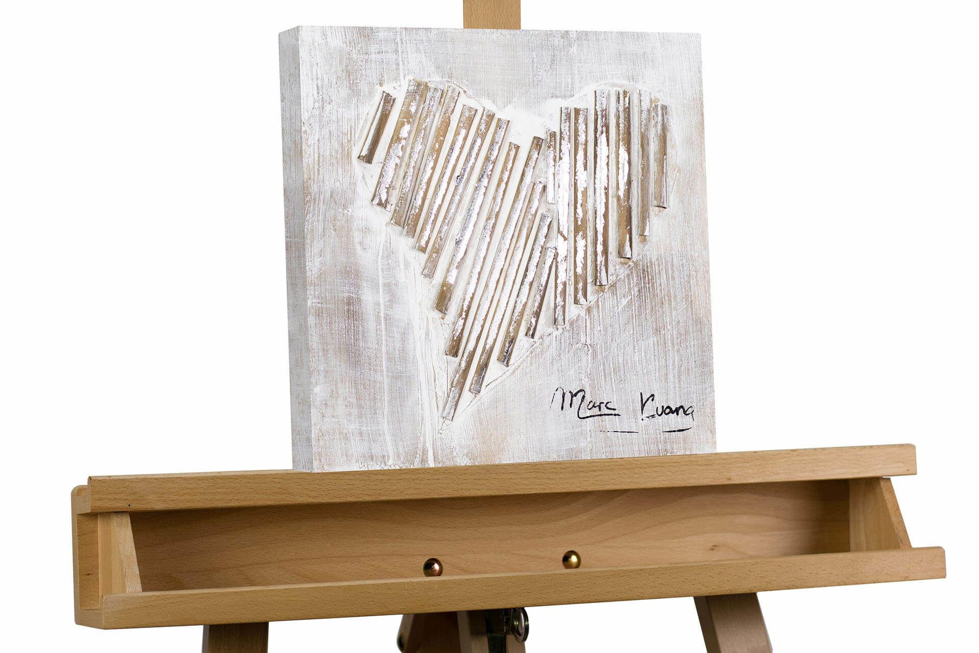 ACRYLBILD HANDGEMALT 30/30 cm - Beige/Grau, Holz/Textil (30/30cm) - KUNSTLOFT