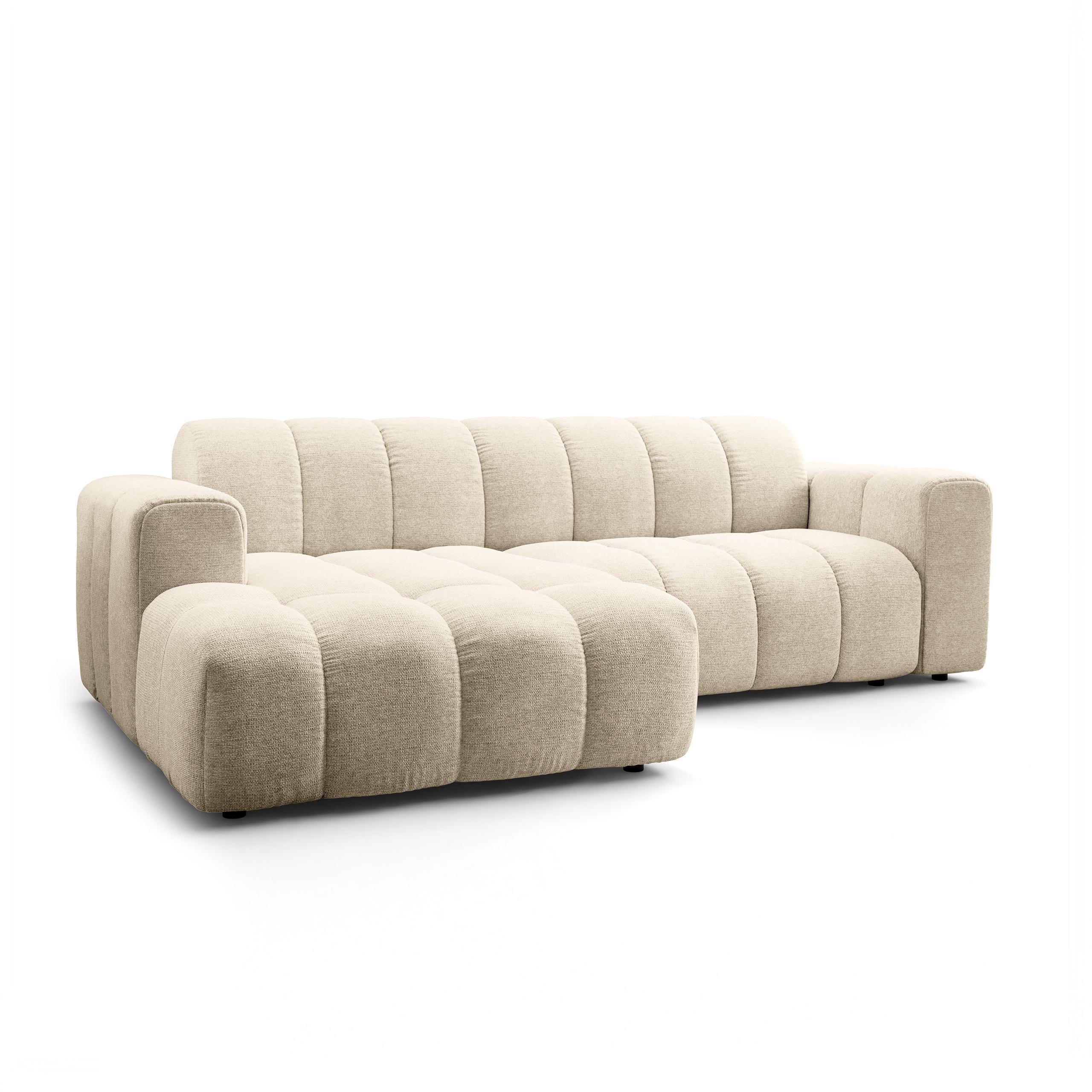 ECKSOFA TISI Creme Strukturstoff - Creme, Holz (274/165cm) - MASSENO