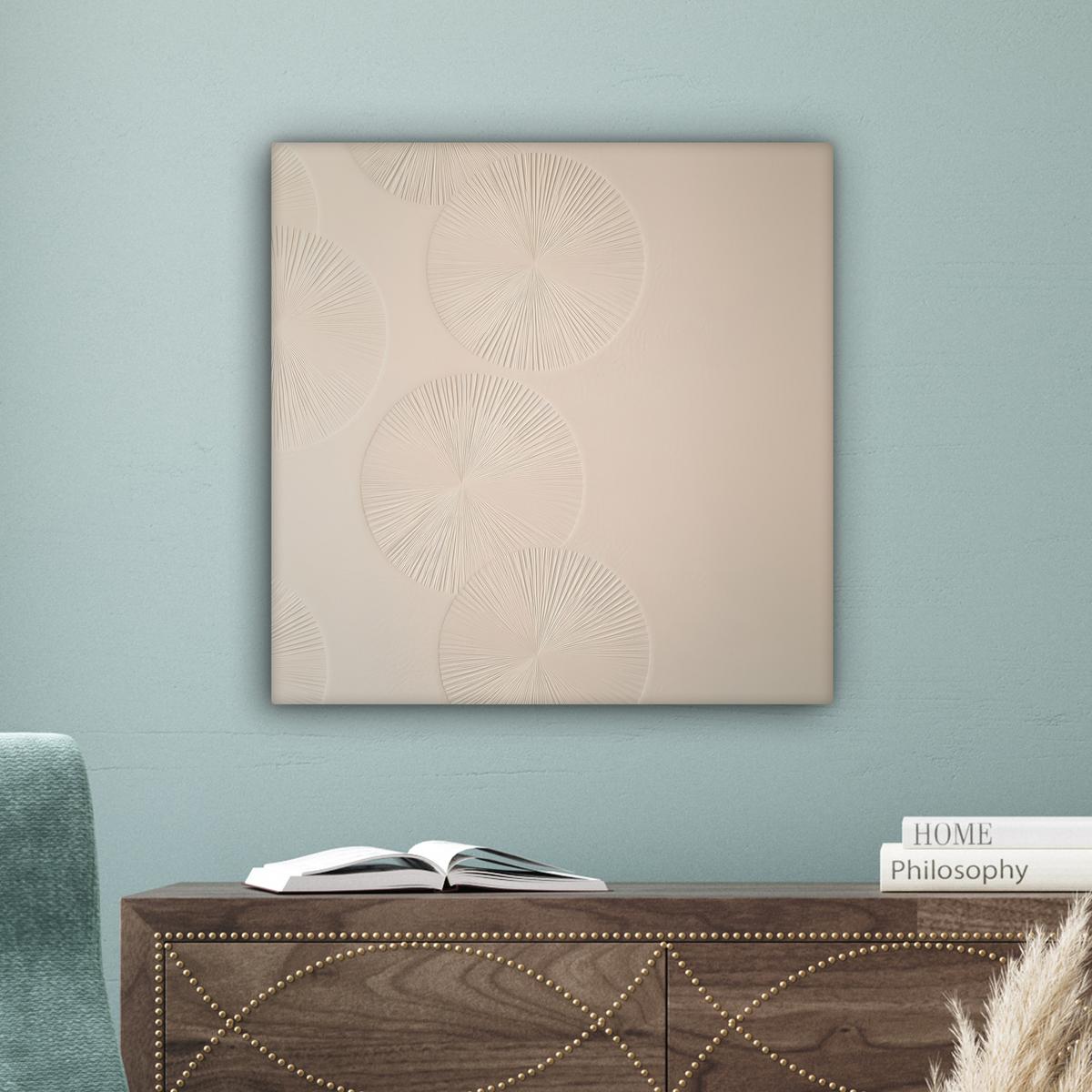 LEINWANDBILD Japandi - Beige - Modern Wandbild Wohnzimmer 50x50 cm - Ecru, Textil (50/50cm) - MuchoWow