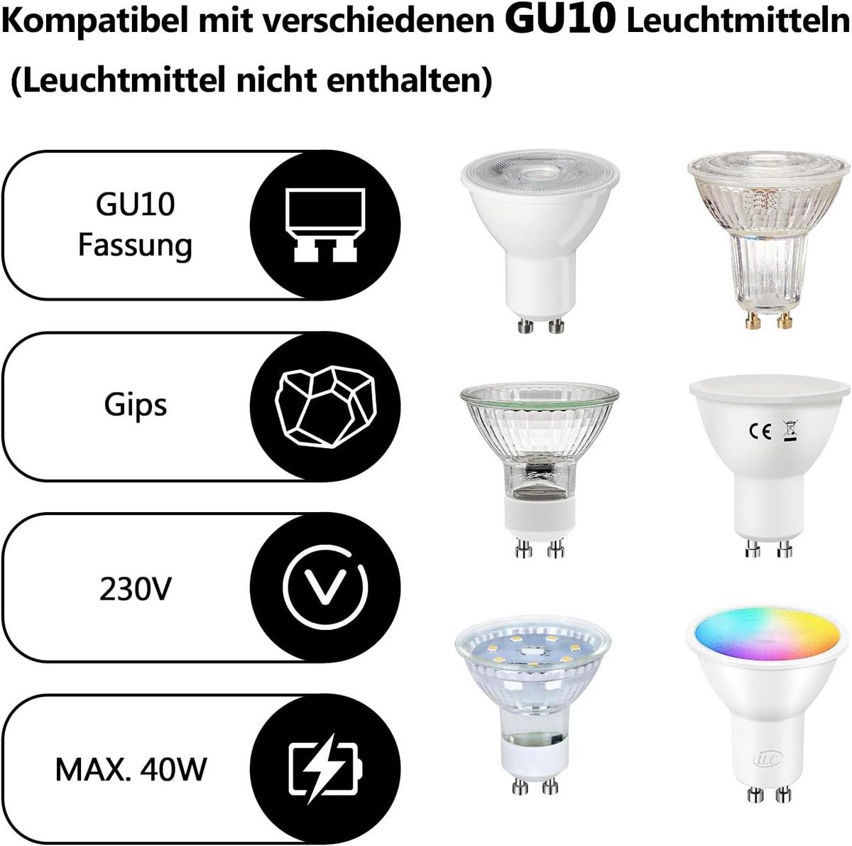 DECKENSTRAHLER Glühra 7/7/7.5 cm - Weiß, Metall (7.5/7/7cm) - ZMH