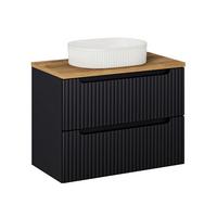 WASCHTISCH 80.4cm Riva Schwarz und Holz - Schwarz, Holzwerkstoff (80.4/59/40cm) - Petits-meubles