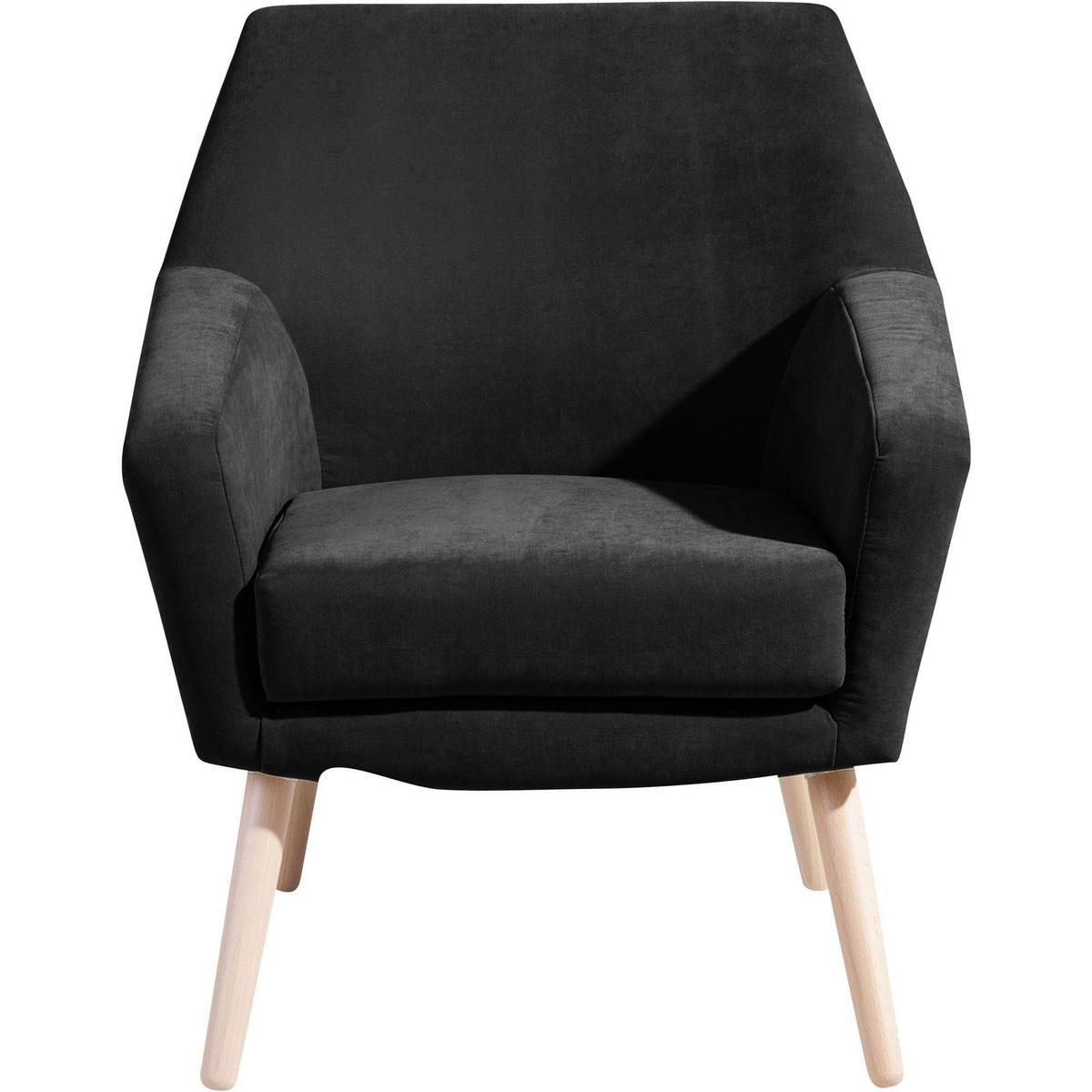 SESSEL Kachka Bezug Veloursstoff Buche natur / schwarz - Schwarz, Kunststoff (71/81/67cm) - 58aufmkessel