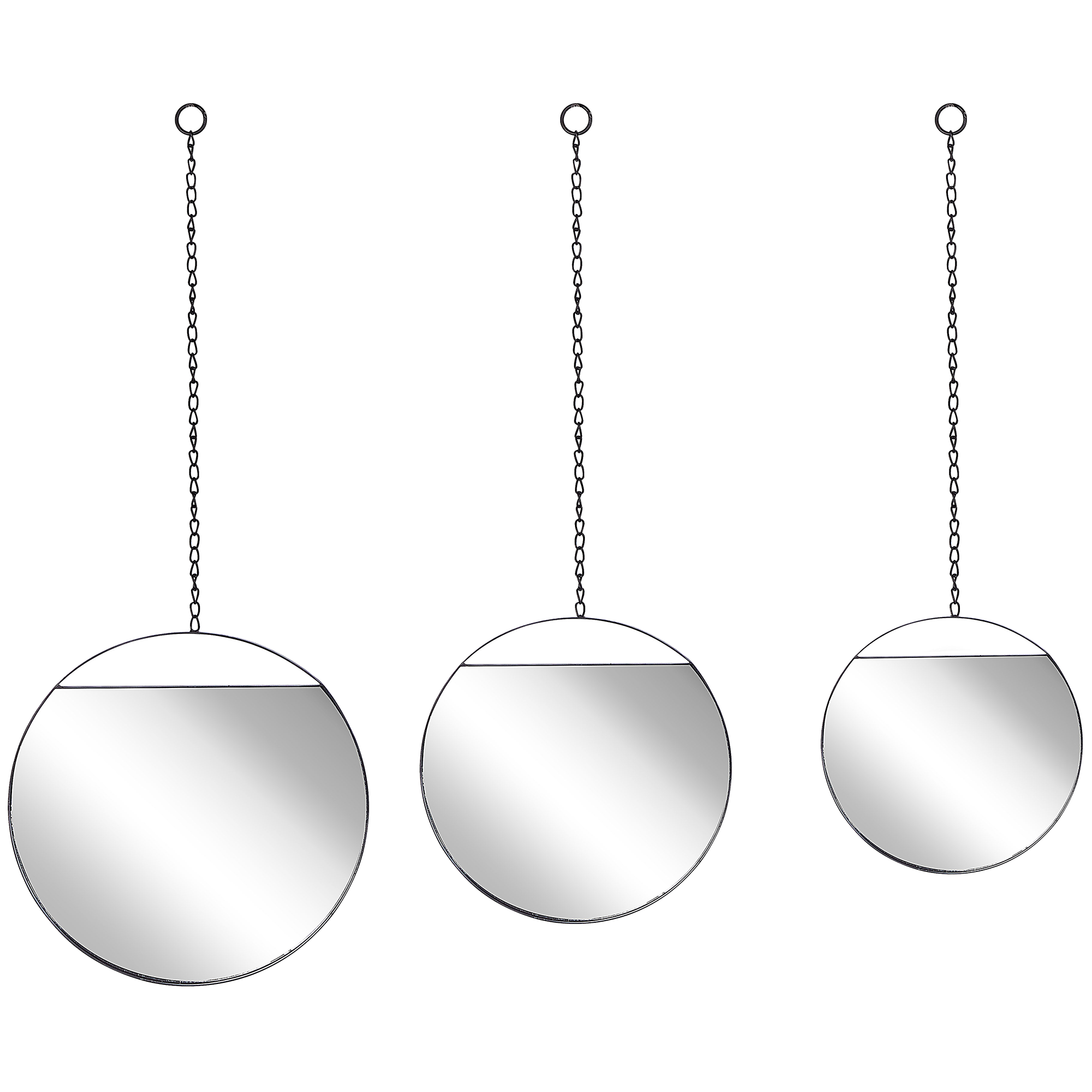 WANDSPIEGEL schwarz 24/29/33 cm 3er Set Odos - Schwarz, Metall (33/80/1cm) - Beliani