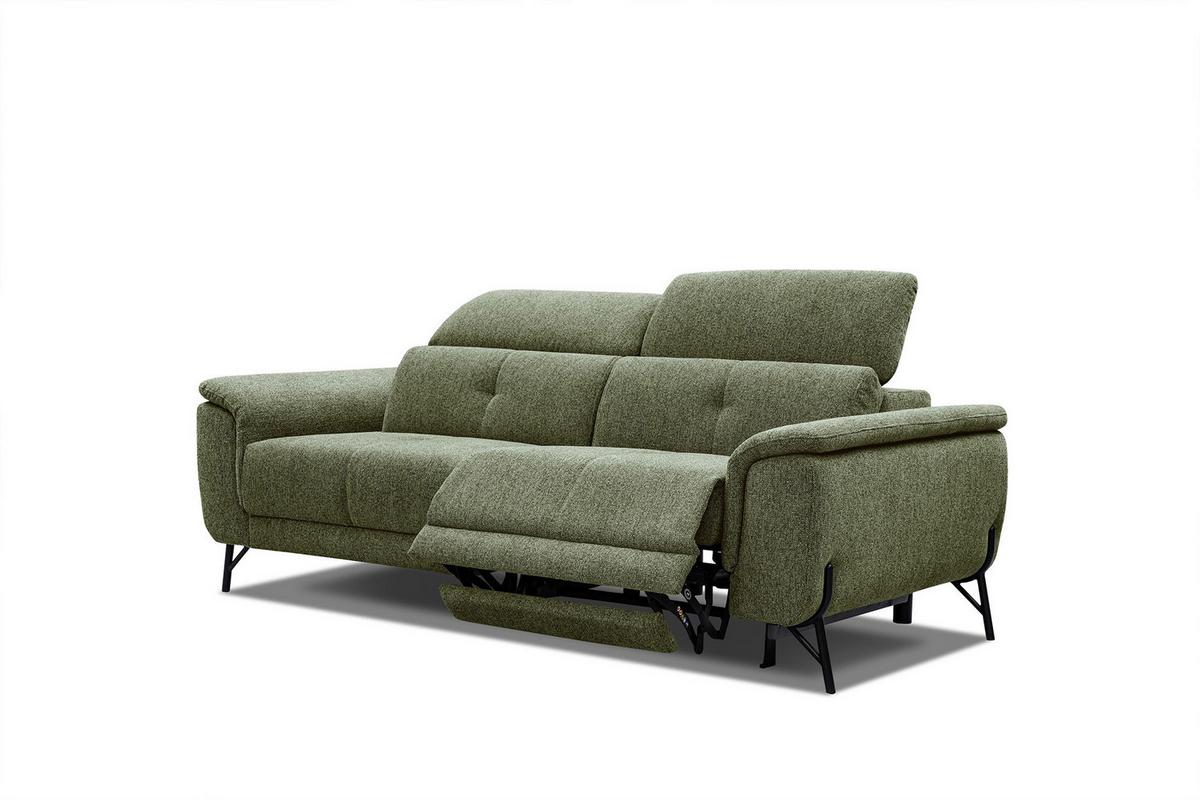 SOFA AVENA 3-Sitzer mit 1 Relaxfunktion, olivgrün - Olivgrün, Holzwerkstoff/Textil (204/80/108cm) - Wozimo
