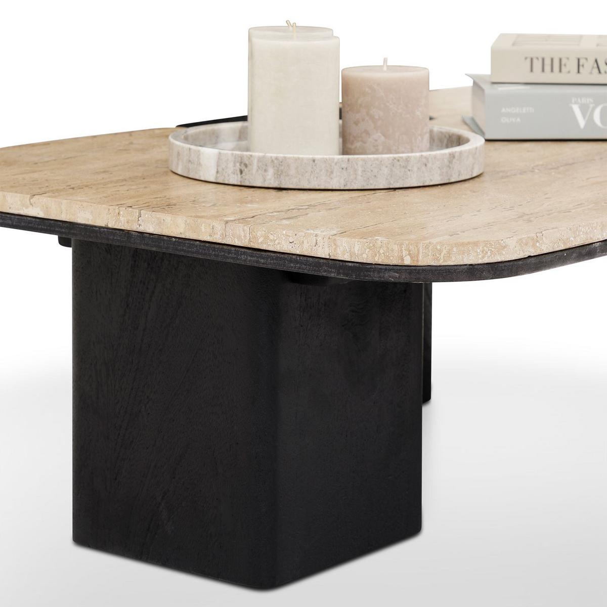 COUCHTISCH SURAT beige/schwarz - Beige/Schwarz, Holz/Naturmaterialen (60/100/27cm) - IDIMEX