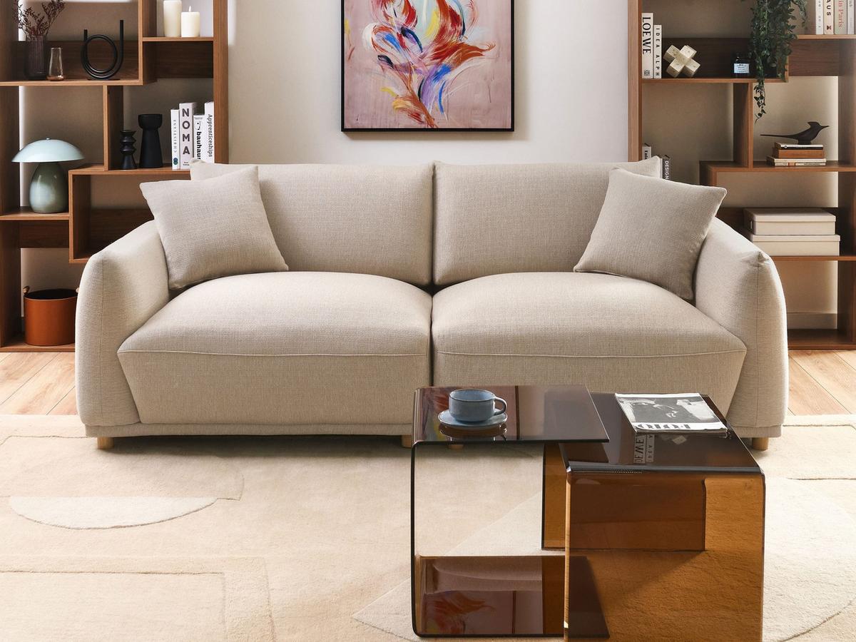3-SITZER-SOFA Stoff Beige Jubek - Beige, Textil (214/81/104cm) - Beliani