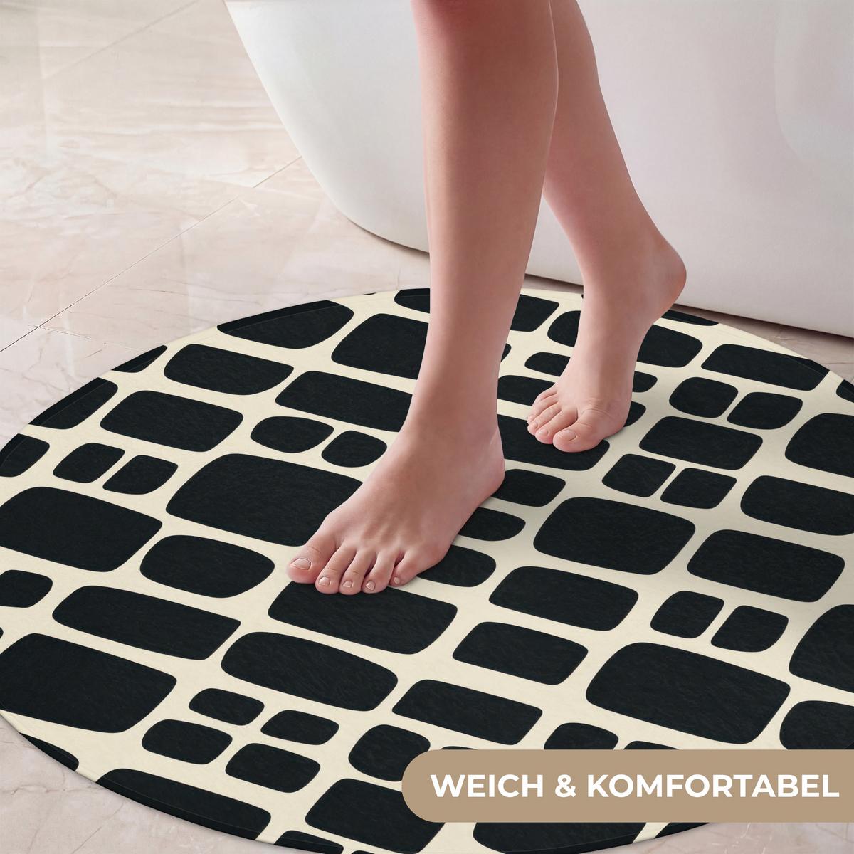 BADEMATTE Modern - Bio - Schwarz Badvorleger 70x70 cm - Anthrazit, Textil (70/70cm) - OnlyWow