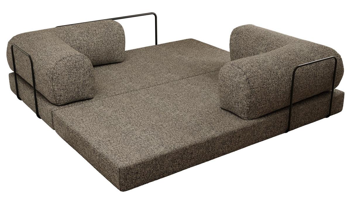 3-SITZER SOFA ORSETTO - Grau Stukture - Schwarz/Grau, Textil/Metall (200/70/100cm) - MKS