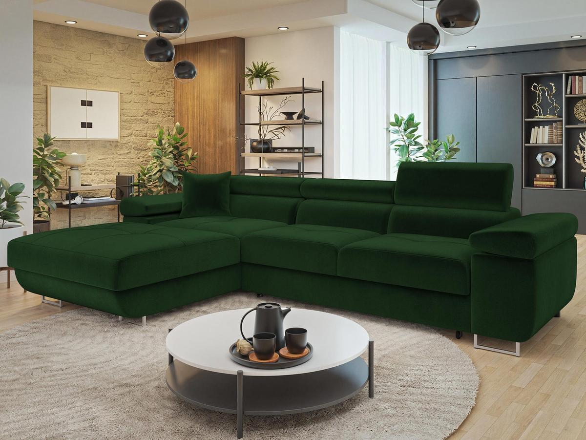 ECKSOFA Torezio Mini, Seite: Links - Grün, Holz/Textil (280/170cm) - MIRJAN24