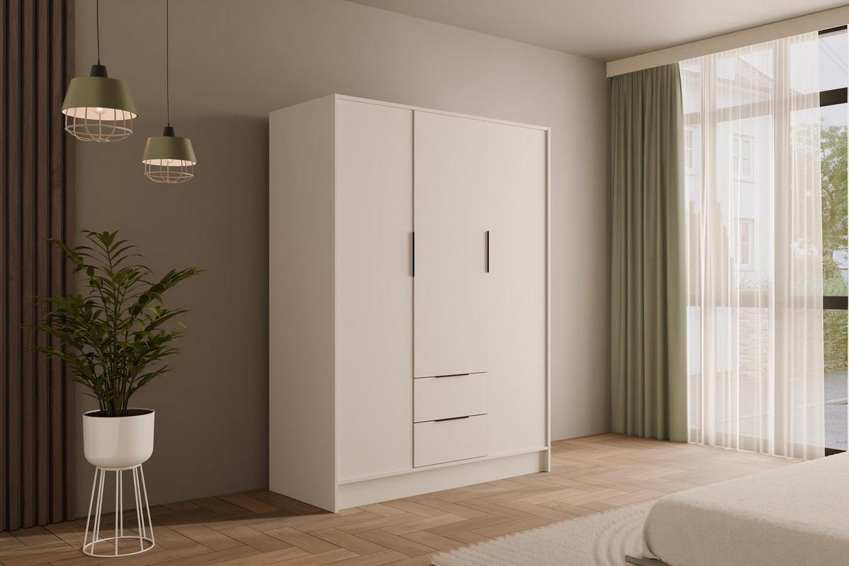 KLEIDERSCHRANK mit Flügeltüren KOLIN 150x200cm Weiß / Weiß - Weiß, Holzwerkstoff (150/200/51cm) - ALTDECOR