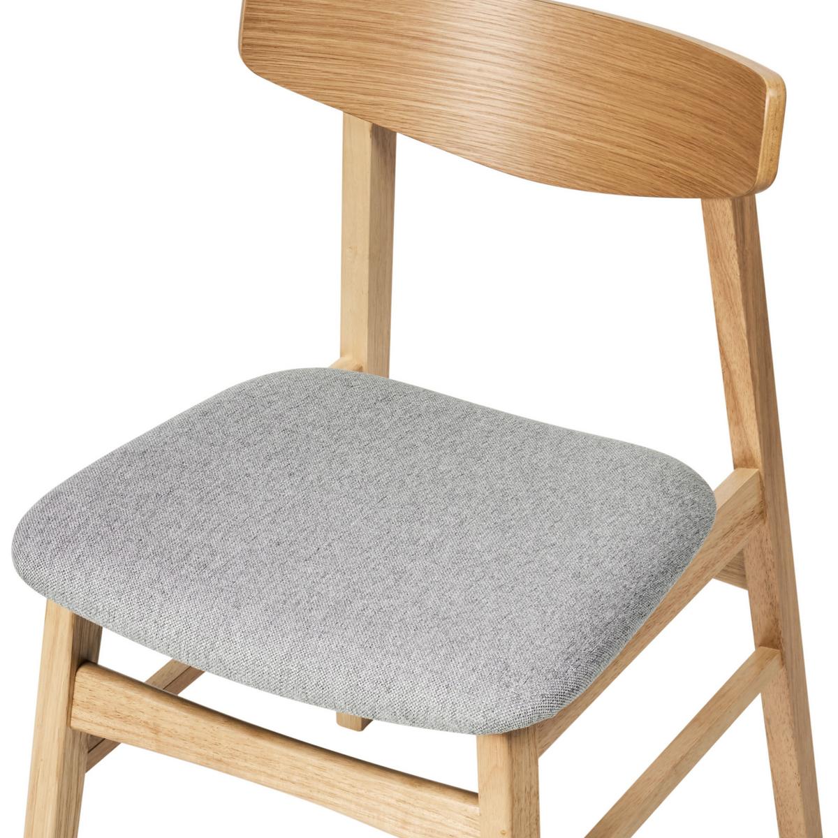 ESSZIMMERSTUHL 2er-Set Holz Hellbraun/Grau Smiley - Hellgrau, Holz (48/75/52cm) - Beliani
