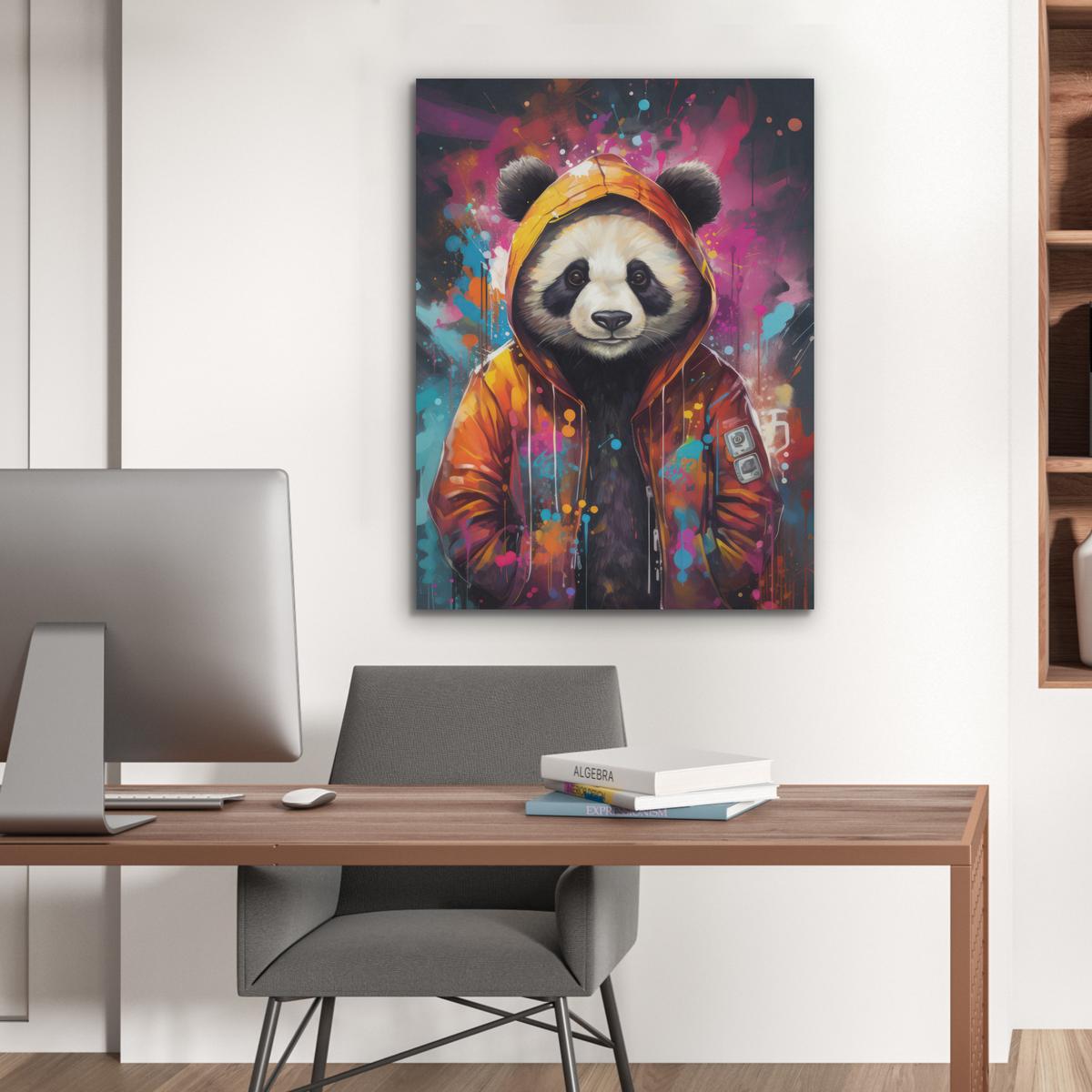 AKUSTIKBILD Panda - Jacke - Graffiti - Orange Wandbilder 60x80 cm - Orange, Kunststoff (60/80/0.9cm) - MuchoWow