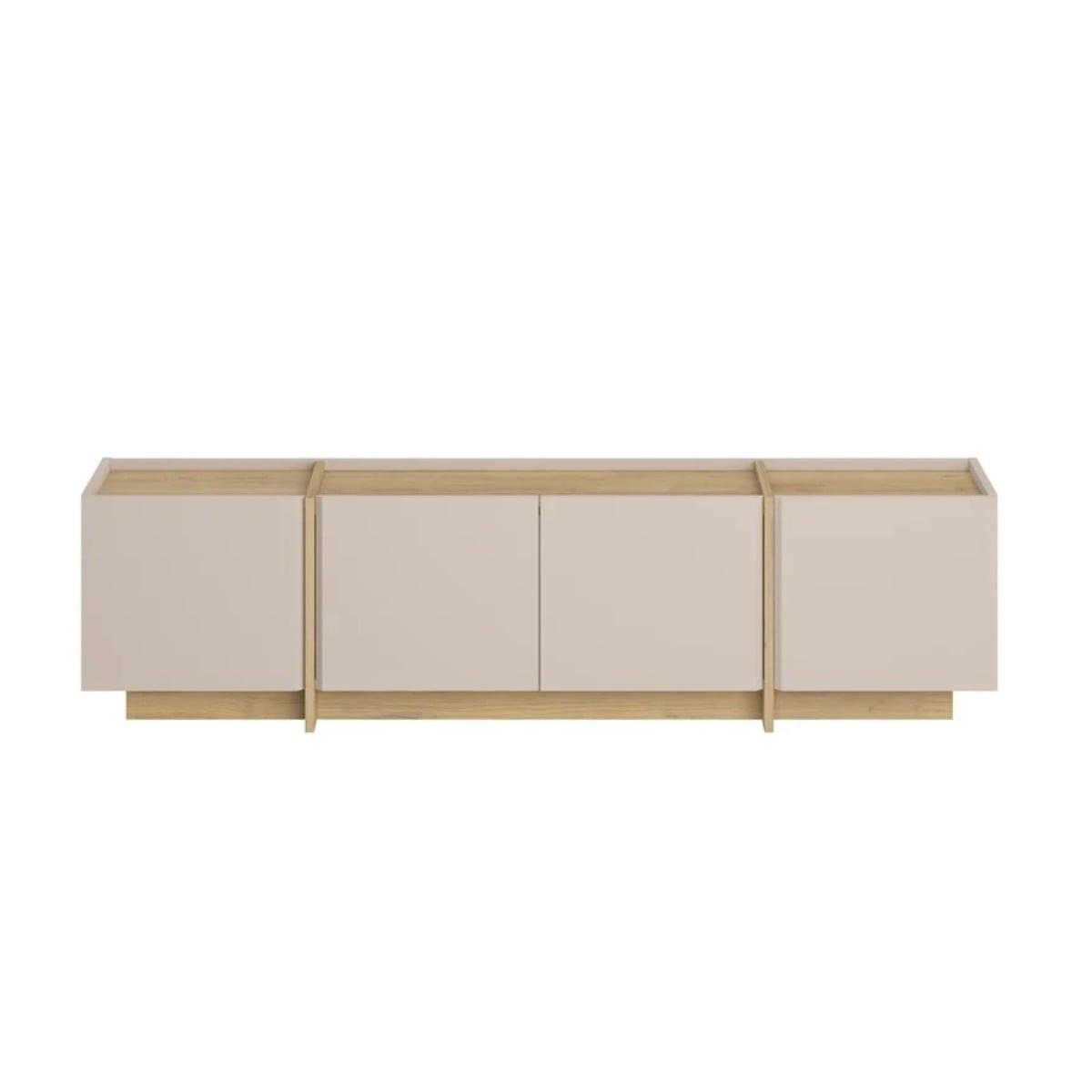 TV-MÖBEL mit 4 Türen in Kaschmir- und Eiche-dekor 180/35/46 cm - Beige, Holzwerkstoff (35/46/34cm) - Calicosy