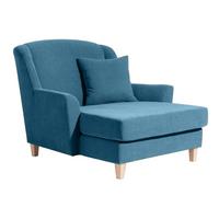 SESSEL XXL Karil Bezug Veloursstoff Buche natur / petrol - Blau, Kunststoff (136/107/142cm) - 58aufmkessel