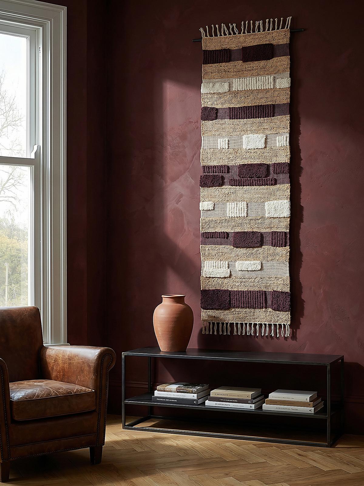 JUTETEPPICH handgewebt mit Fransen WHARFE, im Patchwork-Stil, Natur-Lila, 60 x 230 cm - Lila, Textil (230/60cm) - KADIMA DESIGN