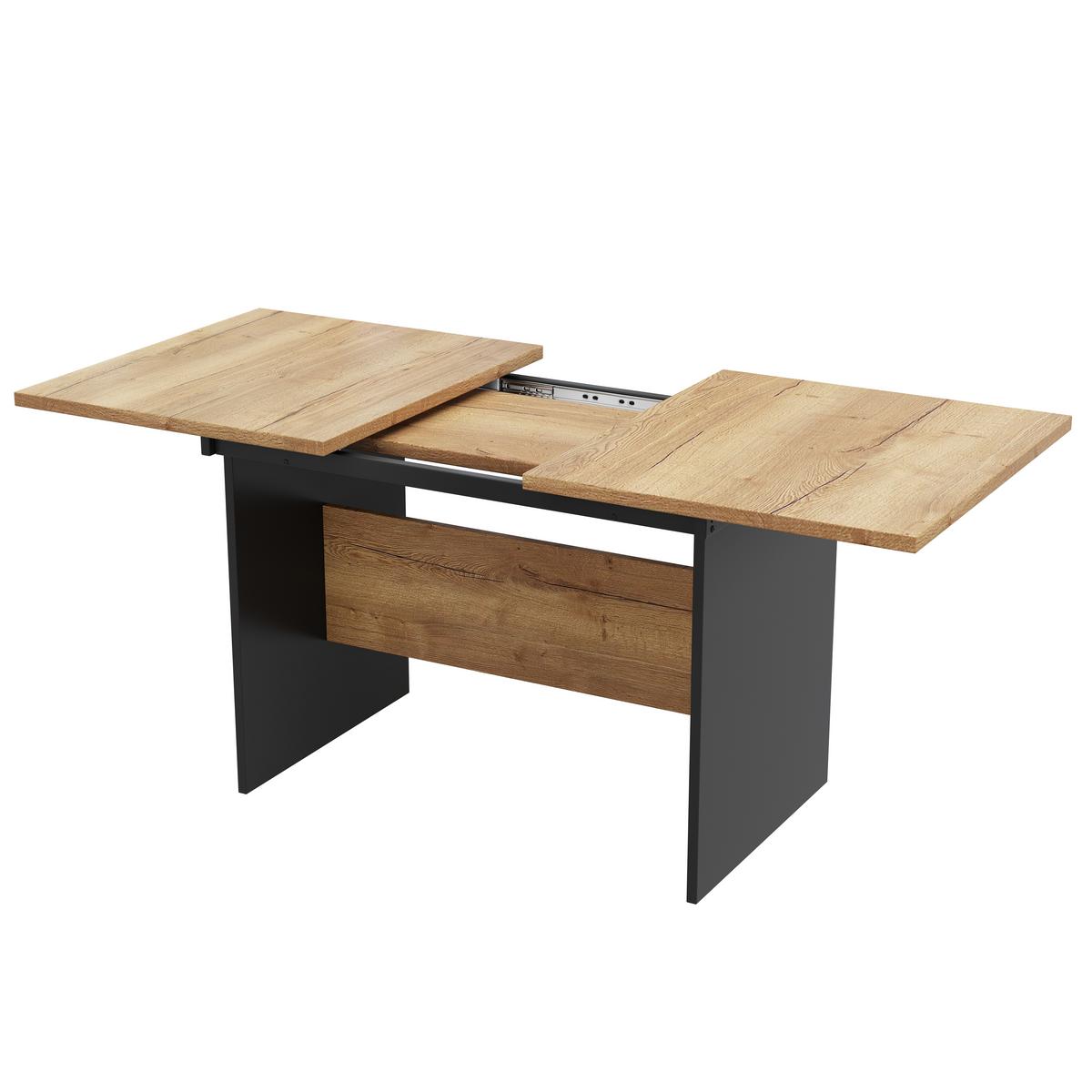 TISCHGRUPPE 7-teilig Ausziehtisch 140–180 cm Eiche-Schwarz & 6x 360° Drehstühle - Schwarz/Eiche San Remo, Holzwerkstoff/Textil (180/75/80cm) - Urban Meuble