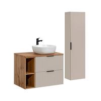 BADMÖBEL 80.6cm Adriel 2er-Set Kaschmir und Holz - Beige, Holzwerkstoff (80.6/59/46cm) - Petits-meubles