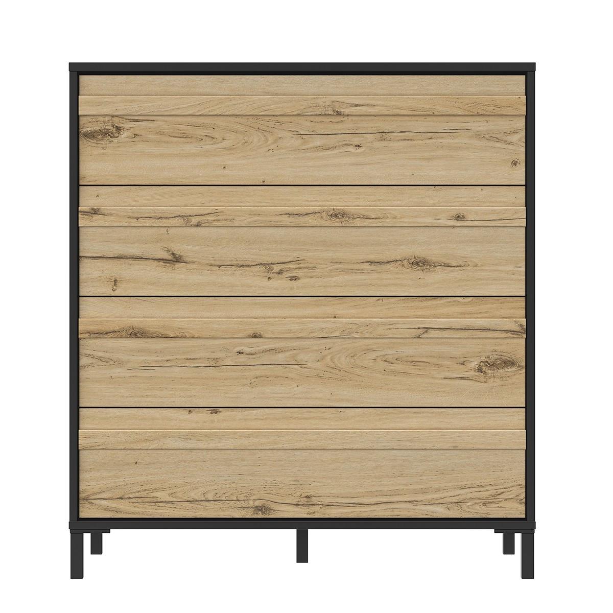 KOMMODE 4 Schubladen MIMIZAN - Französische Herstellung - 94/45/104 cm - Eichefarben, Holzwerkstoff (45/104/97cm) - Calicosy