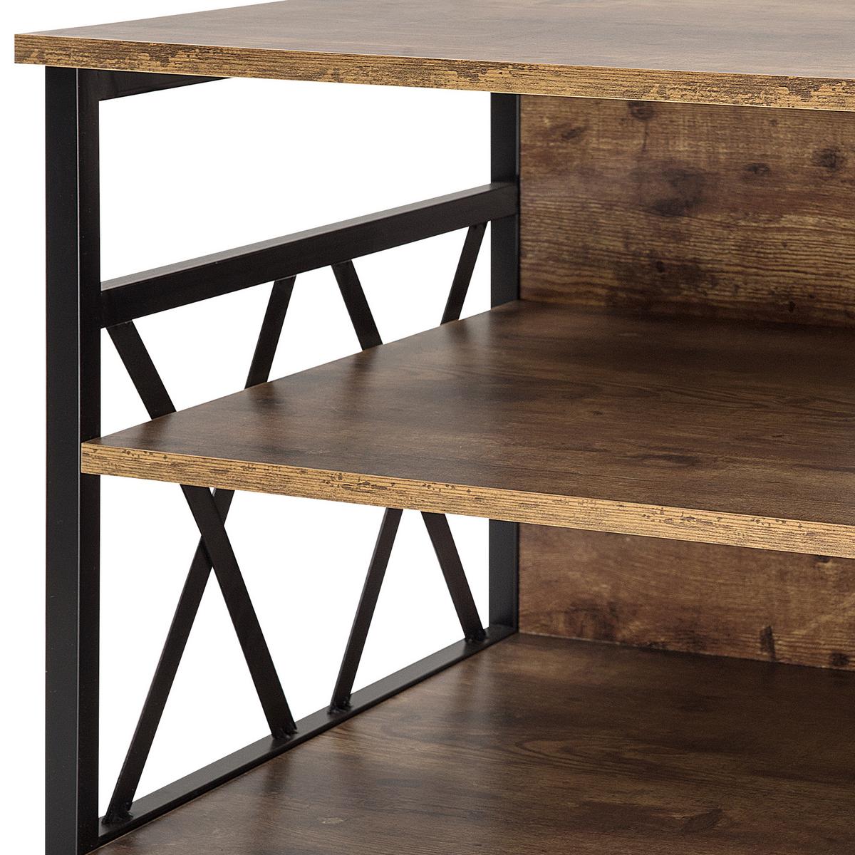 TV-MÖBEL Dunkelbraun, Schwarz CARLISLE 51/120/57 cm - Dunkelbraun, Holzwerkstoff (120/57/51cm) - Beliani