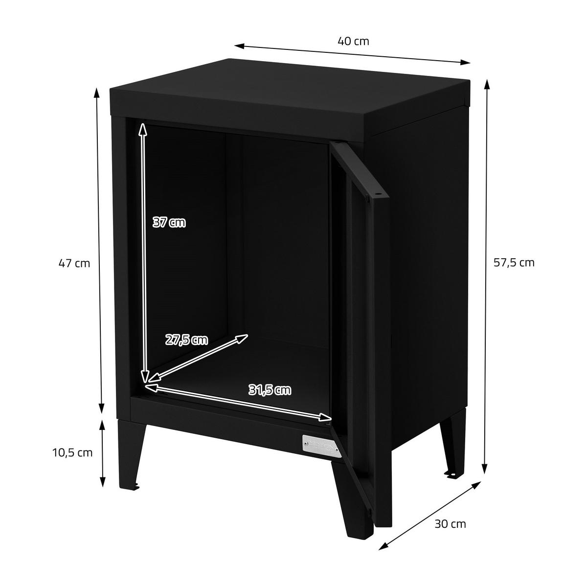 AKTENSCHRANK 40x30x57,5 cm Schwarz aus Stahl - Schwarz, Metall (30/57.5/40cm) - ML-DESIGN