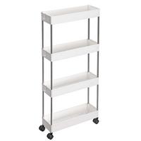 SERVIERWAGEN auf Rollen mit 4 Ebenen - L12,5 x H86 cm - Weiß, Kunststoff (12.5/86/15cm) - Calicosy