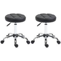 2ER-SET Salonstühle mit Rädern höhenverstellbar Salon Hocker Kunstleder Schwarz - Schwarz, Leder (35.5/63/35.5cm) - HOMCOM