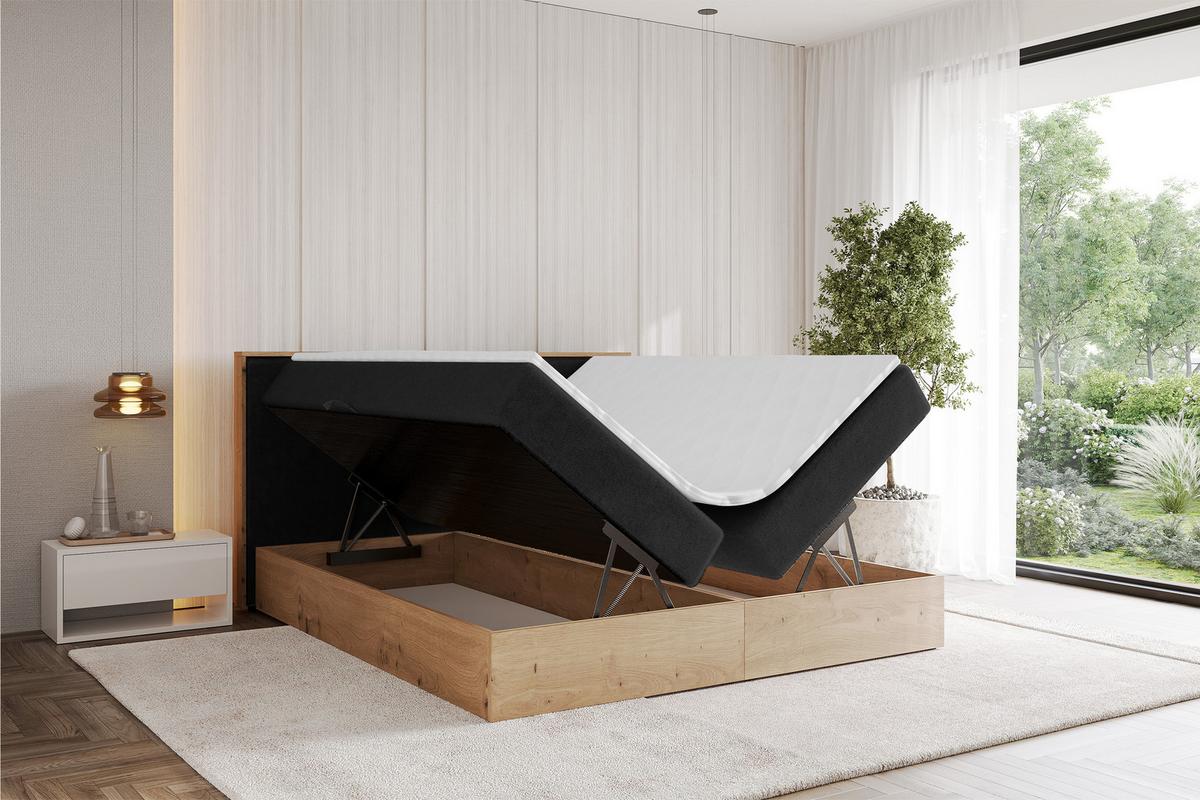 BOXBETT LOLLI9 - 140x200 - H4 Schwarz - Schwarz Hochglanz, Holzwerkstoff (140/200cm) - ALTDECOR
