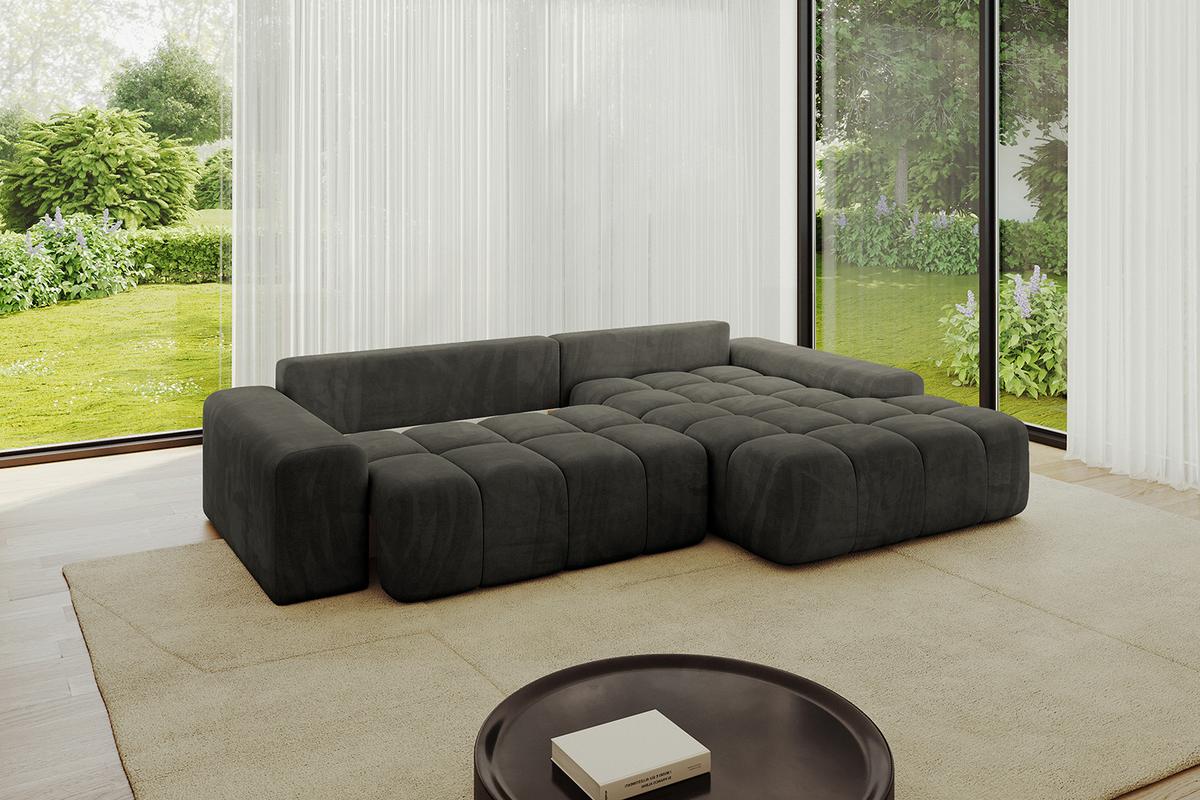 ECKSOFA Ottomane Rechts ENSI-L - 267x164x69 cm Schwarz - Schwarz, Holzwerkstoff/Kunststoff (164/267cm) - ALTDECOR