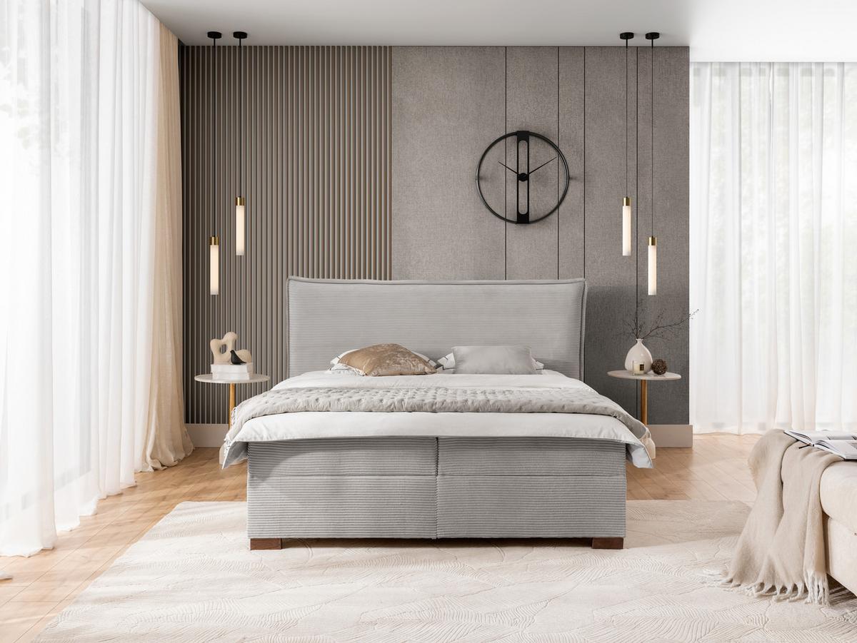 BOXBETT Lovetti II, Cord, H3 - Dunkelbraun/Hellgrau, Holz/Kunststoff (200/200cm) - S-Style Möbel