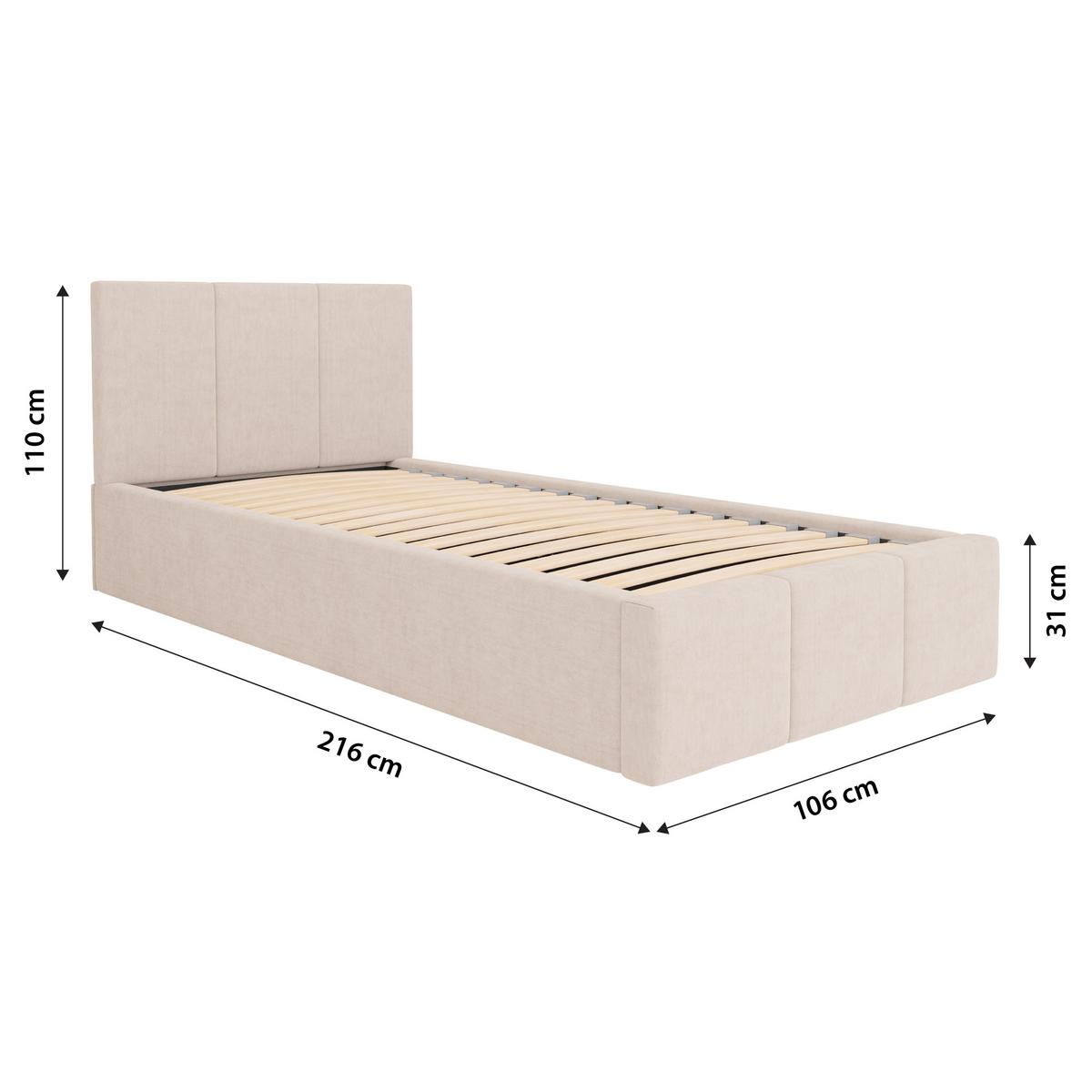 POLSTERBETT für Schlafzimmer Bett mit Stauraum Creme 90x200 - Creme, Holzwerkstoff/Metall (90/200cm) - Muralo
